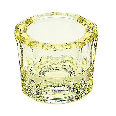 Dappenglas, zum anrühren mischen von Wimpernfarbe, Acrylpulver, Liquid, Dappen Dish Glas Gelb