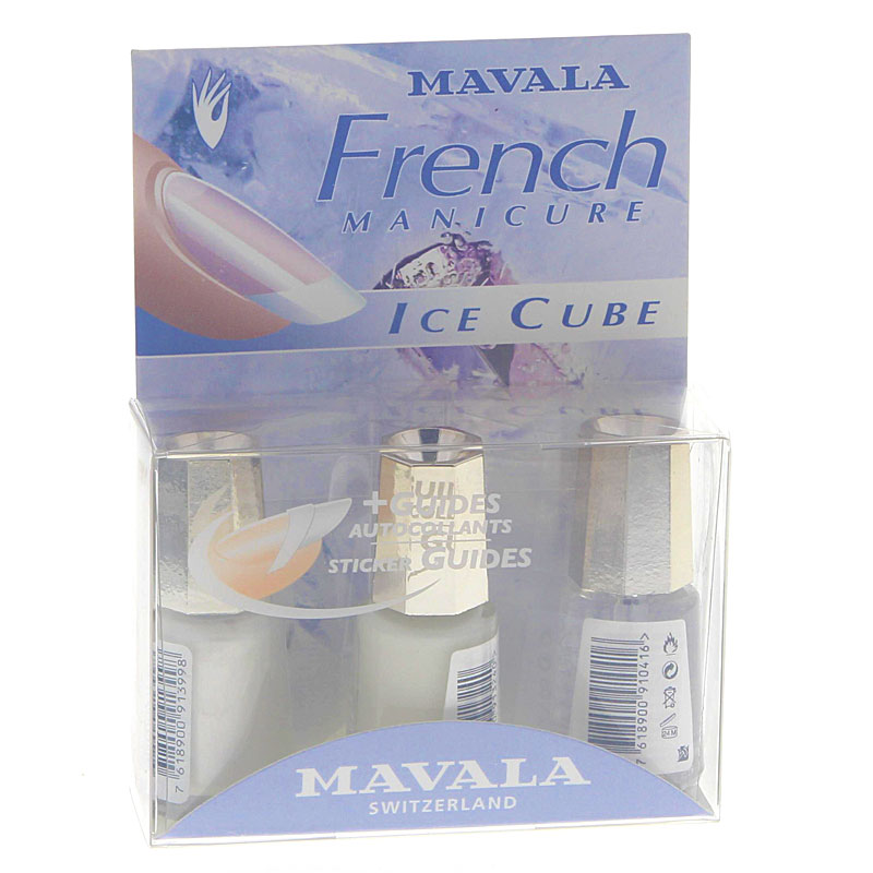 Mavala French Manicure ICE CUBE Nagellack mit Schablonen Set 3x 5 ml 