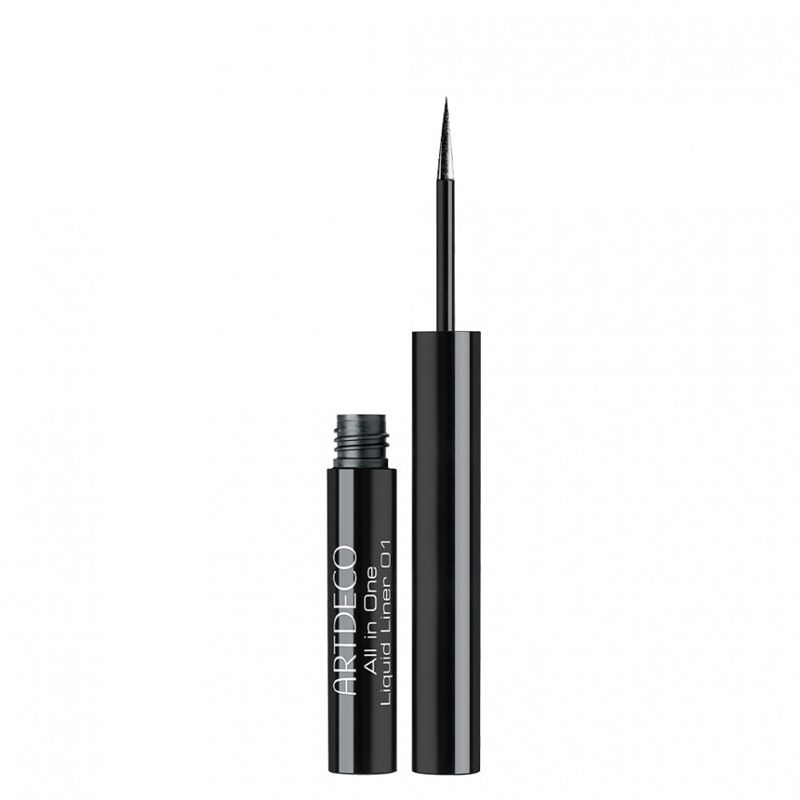 All in One Liquid Liner, 01 schwarz wasserfester, flüssiger Eyeliner, Artdeco 