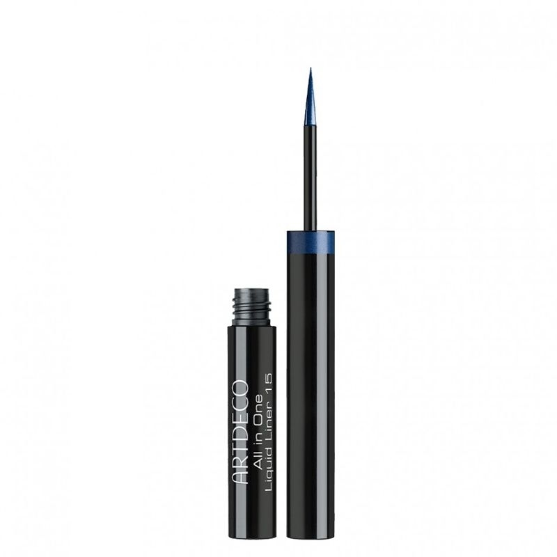 All in One Liquid Liner, 15 sea port, dunkelblau wasserfester, flüssiger Eyeliner, Artdeco 