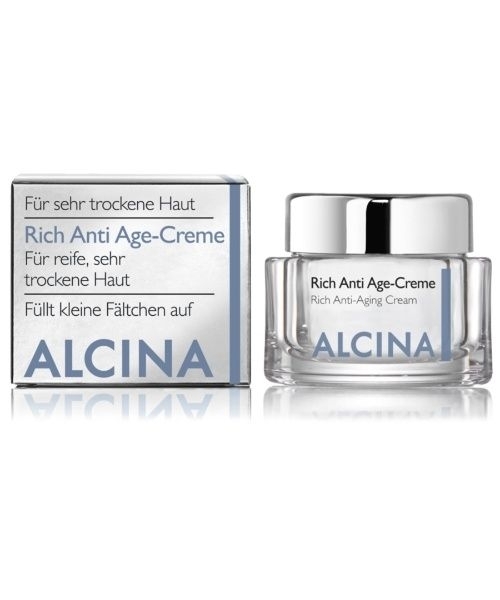 Alcina, Rich Anti Age Cream, mit Hyaluron für reife, sehr trockene Haut, 50ml 