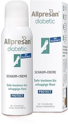 Allpresan diabetic PROTECT Schaum-Creme, 10% Urea zur Pflege sehr trockener und schuppiger Fußhaut bei Diabetes 35 ml