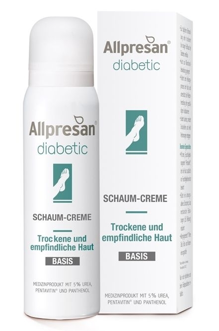 Allpresan diabetic BASIS Schaum-Creme, 5% Urea Medizinprodukt zur Behandlung trockener und empfindlicher Fußhaut 35 ml