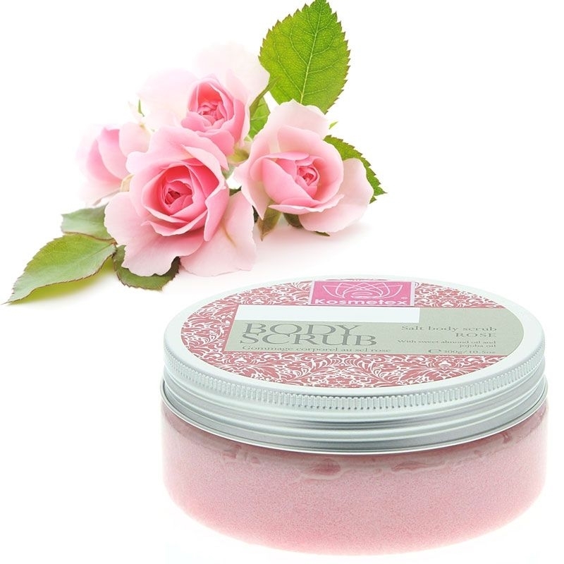Kosmetex Salz Peeling, Körperpeeling mit Mango Shea Butter, Mandelöl, Jojobaöl, Sauna Salzpeeling, Salt Body Scrub Rose 1 kg