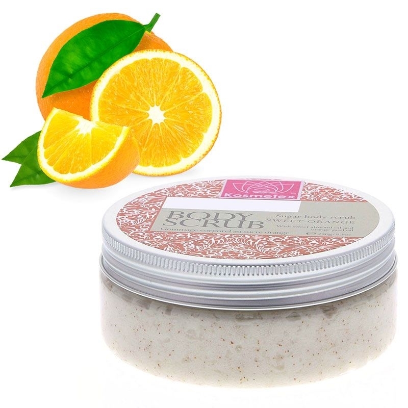 Kosmetex Körperpeeling mit Zucker Peeling, Sugar Body Scrub mit Mango Shea Butter, Mandelöl, Jojobaöl Orange 1 kg