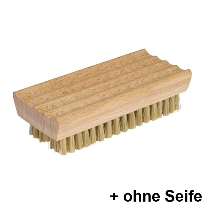 Nagelbürste aus Buchenholz, Kosmetex Handbürste mit Seifenablage, 10x5 cm ohne Seife