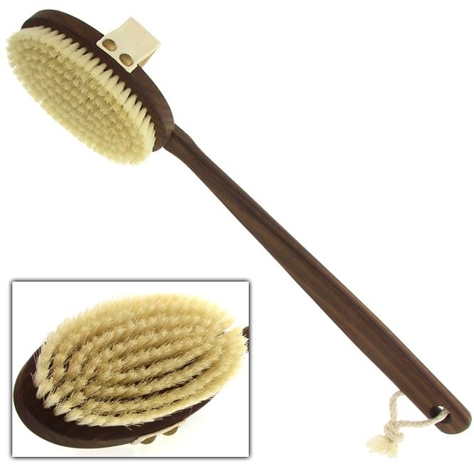 Wellfit Trockenmassagebürste Aus Holz – Mit Gurt, Für Trockene Hautmassage