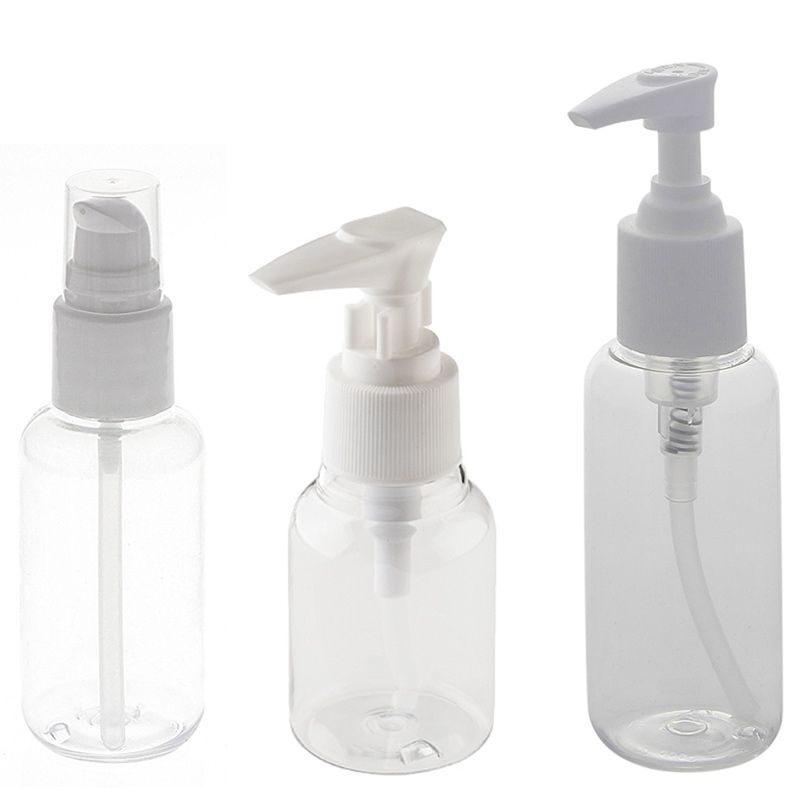 3x Mix Set, Leere Kosmetik Pumpflasche Kosmetex Pumpspender für Flüssigkeiten 50ml, 60ml, 100ml 