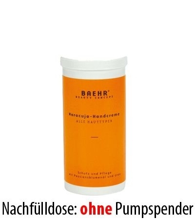 Baehr Handcreme Maracuja mit Passionsblumenöl und Urea, Schutz,und Pflege, 450ml Nachfüll