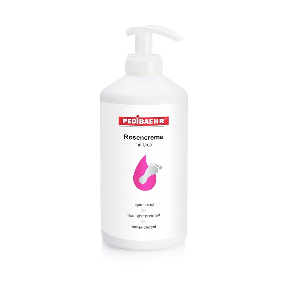 Rosencreme mit Urea, Fusspflegecreme Fußcreme Wildrose, PediBaehr, 500 ml mit Spender