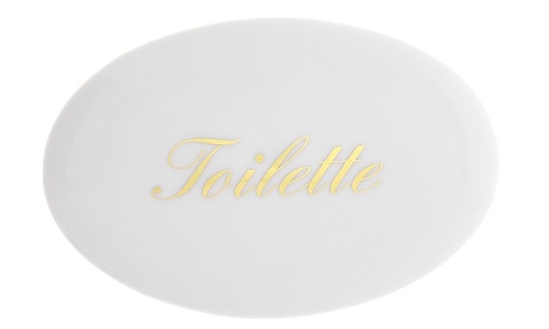 Türschild TOILETTE aus weißem Porzellan Bauteil "Bianca" f. Bad Accessoires 