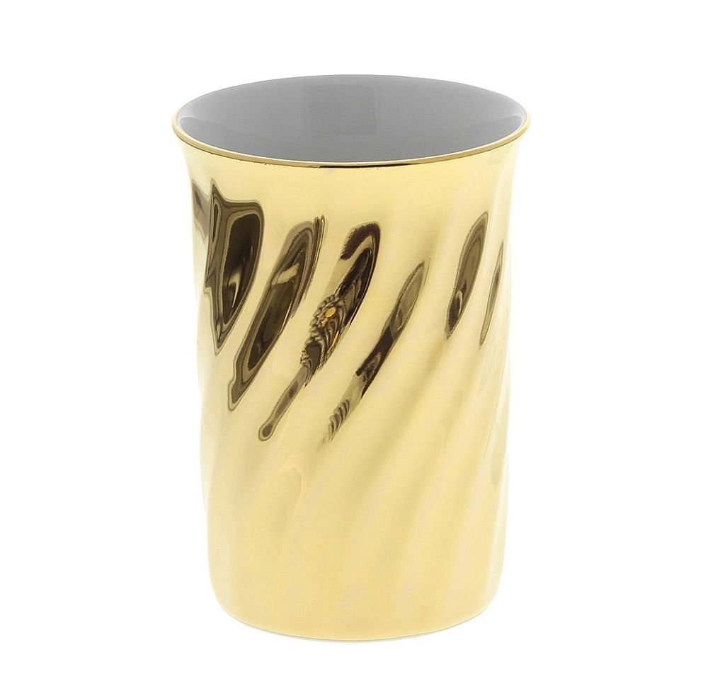 Zahnputz-Becher "Aurum" Porzellan Gold Bauteil Garnitur Bad Accessoires 