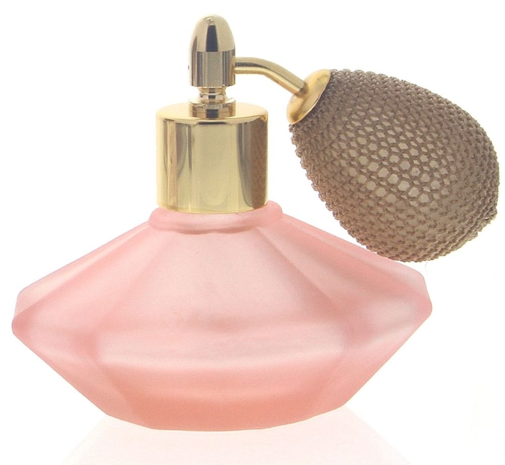 Rosa Matt-Glas mit gold. Pumpel, 50ml, Bauteil Parfum. Gesichtswasser, Raumduft, leer 