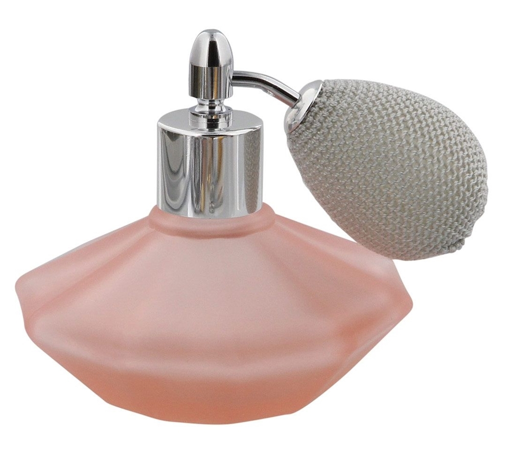 Rosa Matt-Glas mit silb.Pumpel, 50ml, Bauteil Parfum. Gesichtswasser, Raumduft, leer mit Ballpumpe 
