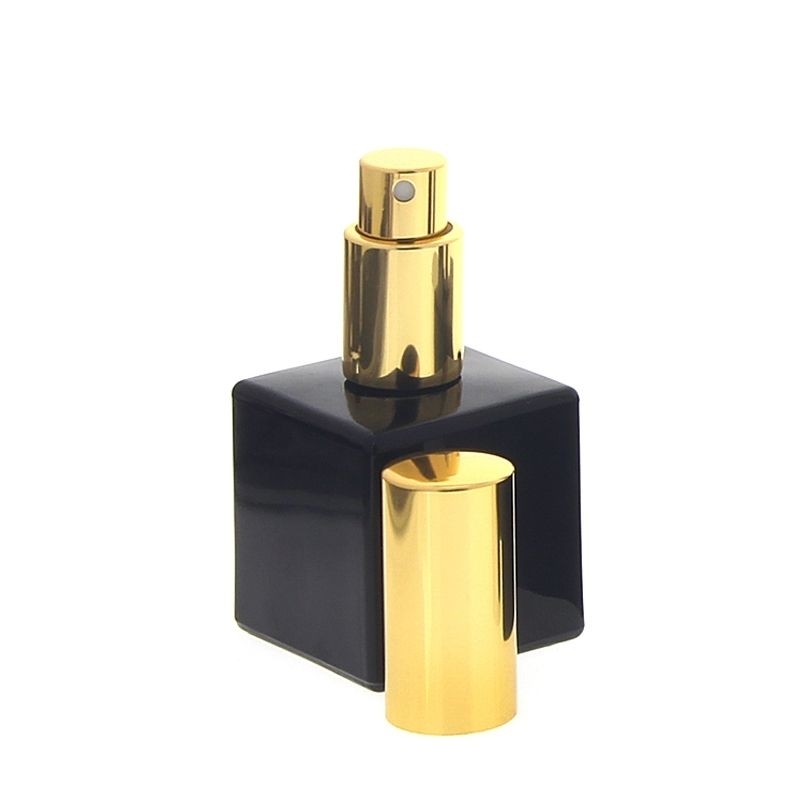Glas-Flakon, kubisch, schwarz, 50ml Bauteil Glas Parfüm-Zerstäuber, leer 