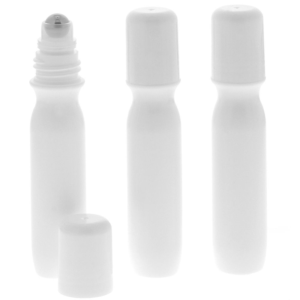 Deostick Flasche, Roll-on 15ml weiß, Flasche+Kappe+Kugel PP weiß, Fitment LDPE natur mit Edelstahlkugel 10,1mm 