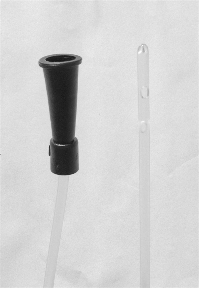 1x flexible Katheter CH 10, Farbcode schwarz mit Luer-Lock Bauteil Einlaufhilfe Darmrohr 