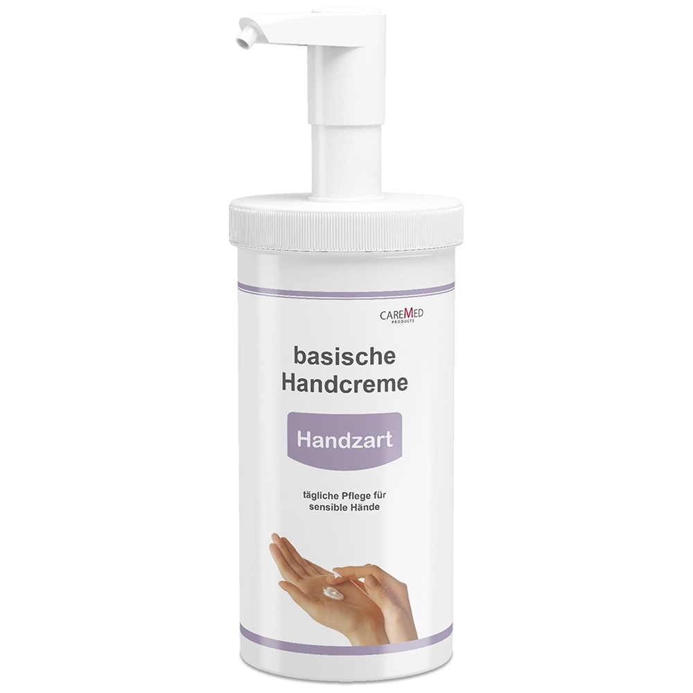 CareMed Handzart, basische Handcreme, Handpflegecreme für sensible Hände 450ml + Spender, 