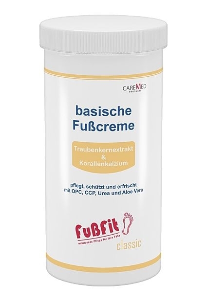 CareMed FußFit, basische Fußcreme PH 8,0 Beincreme Fusspflegecreme mit Urea, Korallenkalcium 450ml Nachfüll