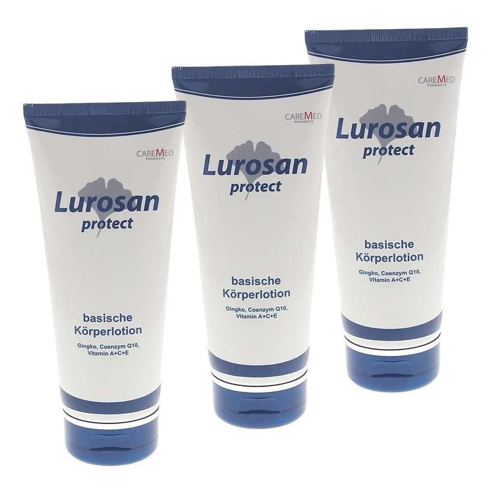 CareMed Lurosan protect, basische Körper-lotion, Basen-Creme für die Haut, den Körper, 200ml 3 Stück