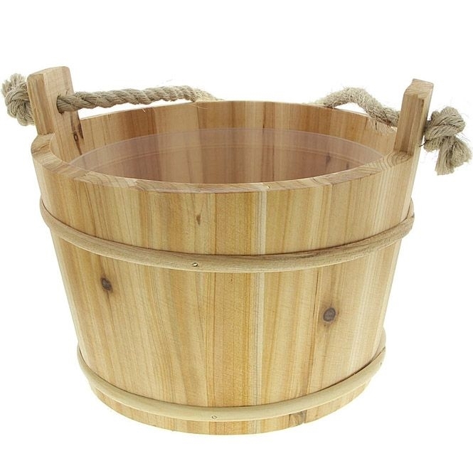 Saunabottich für die Schwalldusche, Sauna Robuster Bottich Kosmetex Aufgusskübel mit Kunststoffeinsatz. 