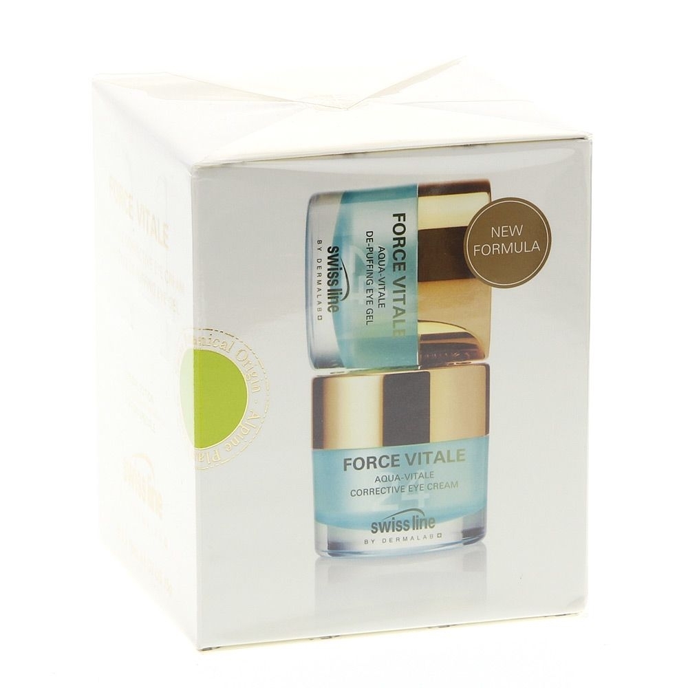 Swiss line Force VitaleAqua-Vitale Corrective+DE-Puffing Eye Crem gegen dunkle Augenringe,Geschwollene Augen,Falten,Trockenheit 