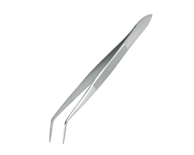 Splitterpinzette, abgewinkelt und gerieft Anatomische Pinzette, spitz 15 cm