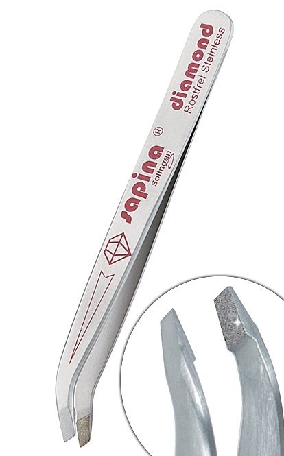 Diamant Pinzette Kosmetex Sapina Diamond, mit Diamantbeschichtung der Greiffläche Gebogen 10cm