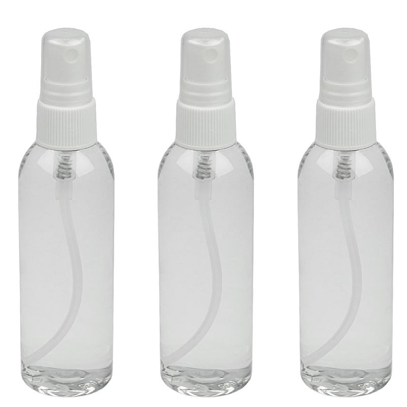 Leere Kunststoff-Flasche mit Sprühkopf, Kosmetex Zerstäuber-flasche, leer, rund, klar, 100 ml 