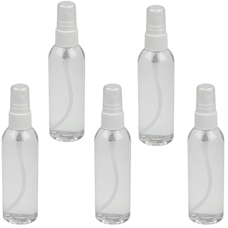 Leere Kunststoff-Flasche mit Sprühkopf, Kosmetex Zerstäuber-flasche, leer, rund, klar, 100 ml 