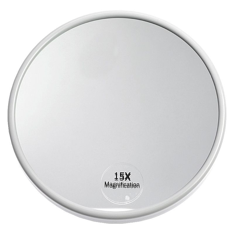  Kosmetex Saugnapf Spiegel mit 15-fach Vergrößerung,  weiß, rund Ø 13 cm, Kosmetikspiegel