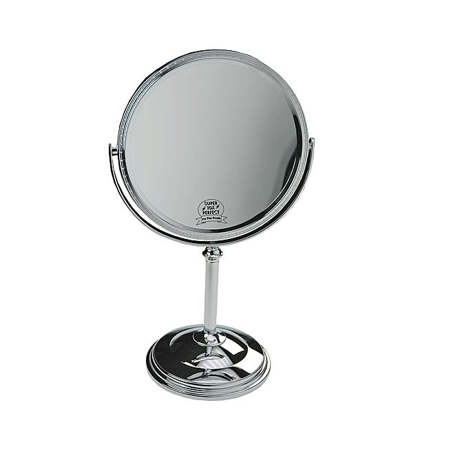 Doppelseitiger Kosmetik-Spiegel. Stellspiegel 10-fach Vergrößerung, Metall, 360° drehbar 