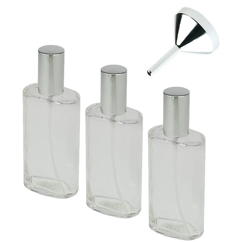 Ovaler Zerstäuber, Kosmetex Glas Flakon für Parfüm, Gesichtswasser, leer mit Zerstäuber, 100ml 