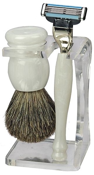 Aurawerk Rasier-Set, weiss, Rasierer, Rasierpinsel Rein Dachs 