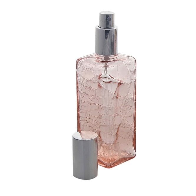 Zerstäuber für Parfüm, Kosmetex Flacon mit Pumpzerstäuber, rosa Glas, 100ml Pumper Silber