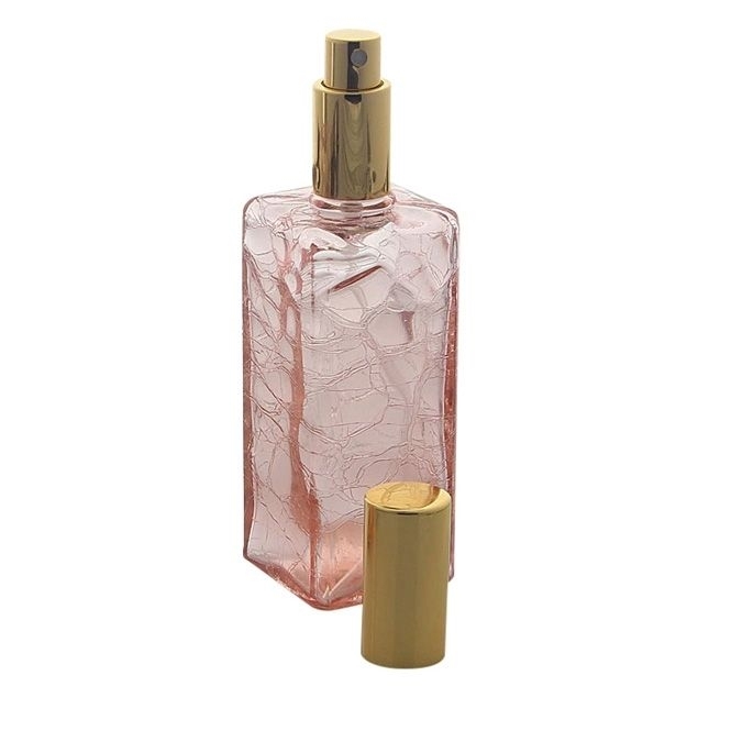 Zerstäuber für Parfüm, Kosmetex Flacon mit Pumpzerstäuber, rosa Glas, 100ml 