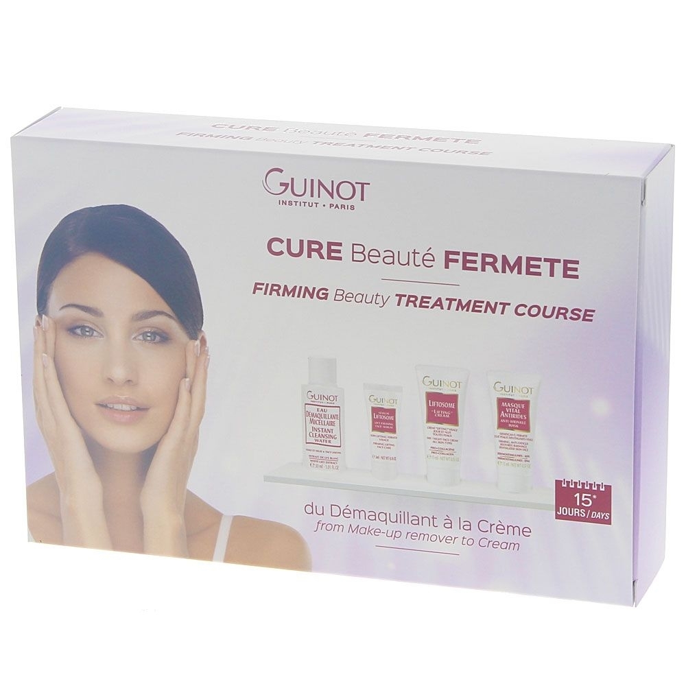 GUINOT Coffret Cure Beaute Fermete, 15 Tage-Pflege-Set, für dehydrierte, unreine und trockene Haut, Make-up Reinigung 