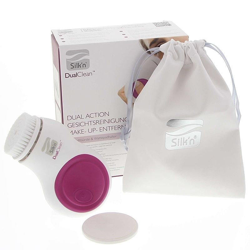 Silkn Dual Clean, elektrische Gesichtsreinigungsbürste mit Wattepadhalter, Gesichtsbürste mit Peeling Effekt 
