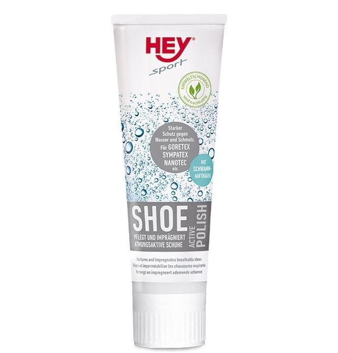 HEY sport Shoe ACTIVE Polish pflegt und imprägniert atmungsaktive Schuhe aus Leder, Velour, GORETEX, Sympatex, Nano-T Klar