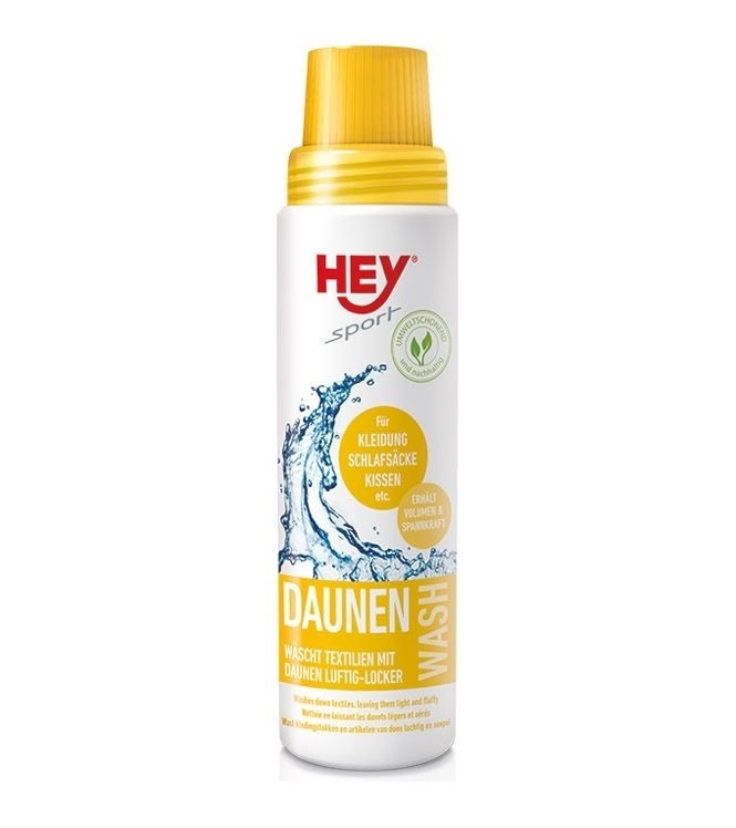 HEY sport DAUNEN Wash Waschmittel für Textilien mit Daunen Dauneninlets, Schlafsäcke, Kissen, Daunenjacken ... 250 ml