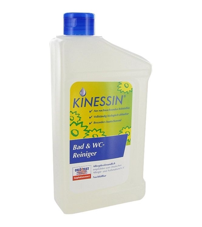 KINESSIN Bad- und WC-Reiniger entfernt mühelos Kalkschleier, Seifenreste, Urinstein ... 1 Liter