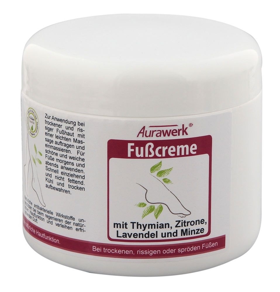 Aurawerk Fußcreme 500ml mit Thymian, Zitrone, Lavendel und Minze bei rissigen, spröden Füßen 500 ml