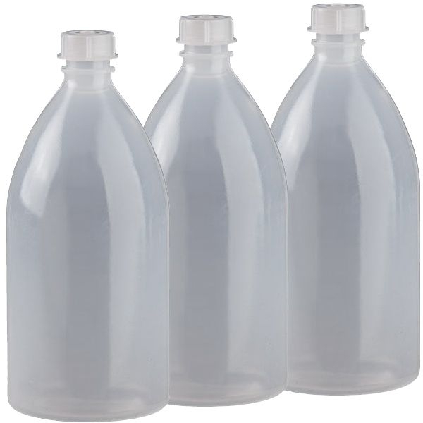 3x 1000ml Enghals Laborflasche mit Schraubverschluss Laborqualität für Flüssigkeiten, Paste, Pulver, Granulat 3× 1000 ml