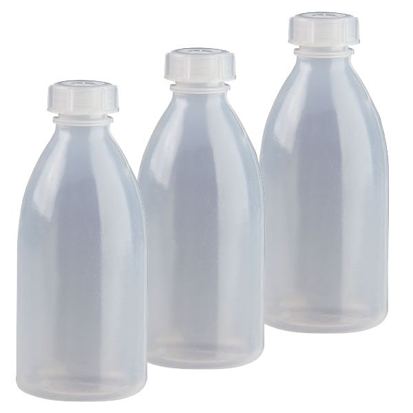 3x 250ml Enghals Laborflasche mit Schraubverschluss Laborqualität für Flüssigkeiten, Paste, Pulver, Granulat 3× 250 ml