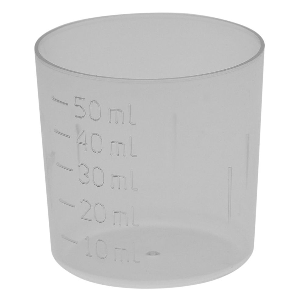 Kleiner Messbecher 50 ml, mit 10 ml Schritten, kleiner Dosierbecher Medikamenten-Becher, Kosmetex 50 ml Messbecher