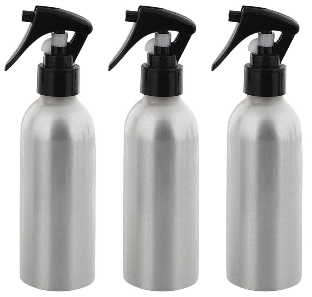 Alu Sprüh-Flasche 200 ml Kosmetex Aluminium Flasche mit Sprühkopf Zerstäuber, leer 3 Stück
