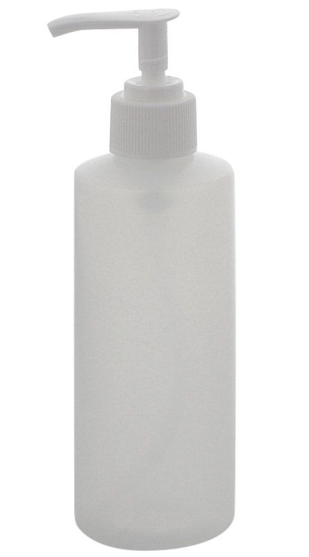 Luzente Flasche mit Pumper, Kosmetex Seifenspender Gelspender, leer, rund, klar 200 ml 