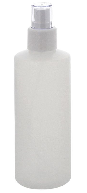 Leere Plastikflasche mit Zerstäuber, Kosmetex Sprühflasche leer, rund, halbtransparent, groß 200 ml