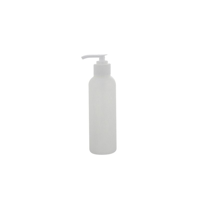 Leere Flasche mit Pumper 150ml, Kosmetex BOSTON Pumper-Flasche, Plastik, zylindrisch, halbtransparent, klein 