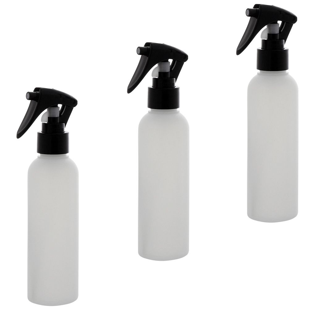 Leere Sprühkopf-Flasche 150ml, Kosmetex Sprühflasche, Plastik, zylindrisch, halbtransparent 3 x 150ml
